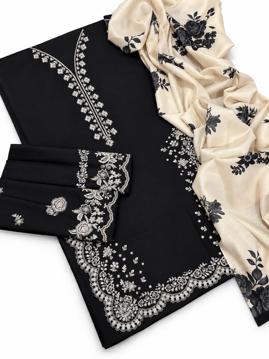 Zara Coco 3PC Dhanak Winter Suit - Black MC8002