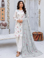 Cross Boti 3PC Dhanak - White MC-7301-7398