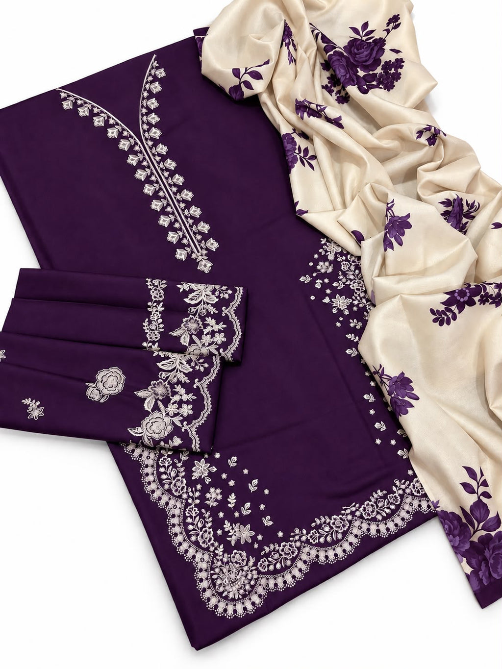 Zara Coco 3PC Dhanak Winter Suit - Purple MC-8002