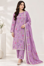 Cross Boti 3PC Dhanak - Purple MC-7301-7398