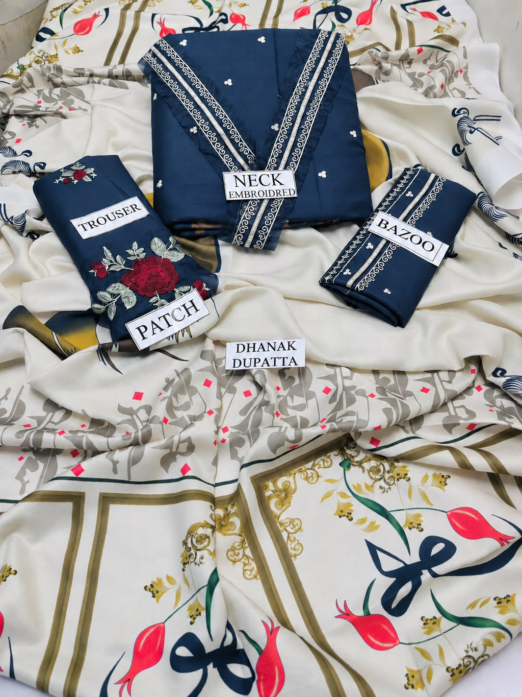 Urge 3PC Peach Dhanak 9093 AZ - Navy
