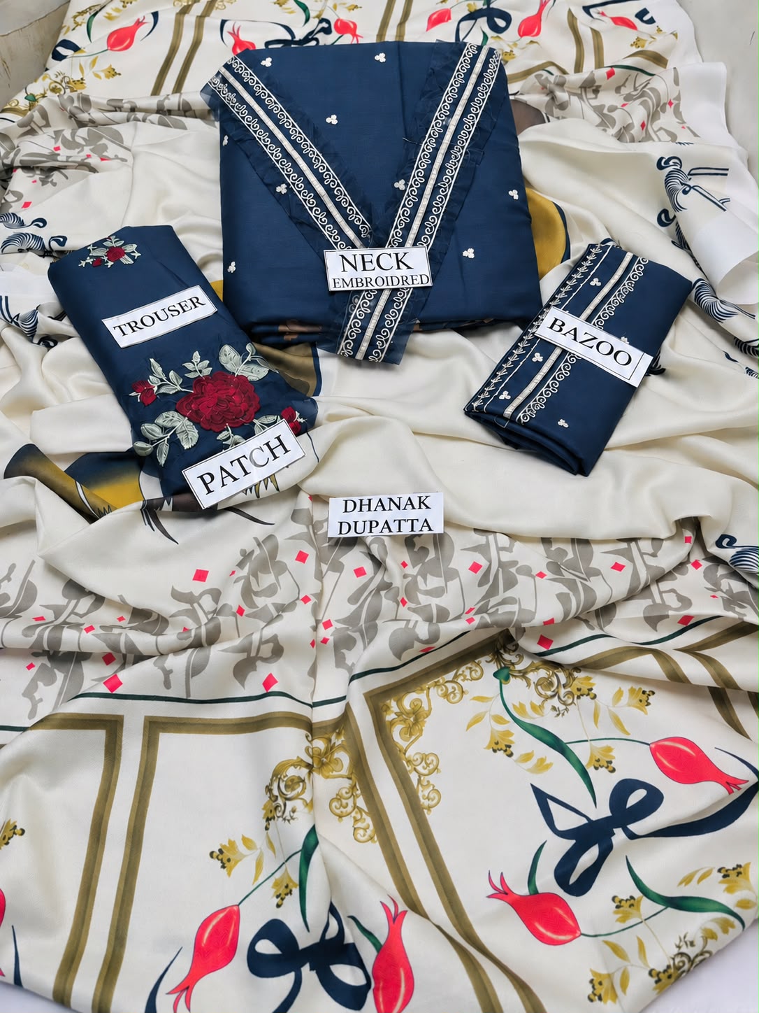 Urge 3PC Peach Dhanak 9093 AZ - Navy