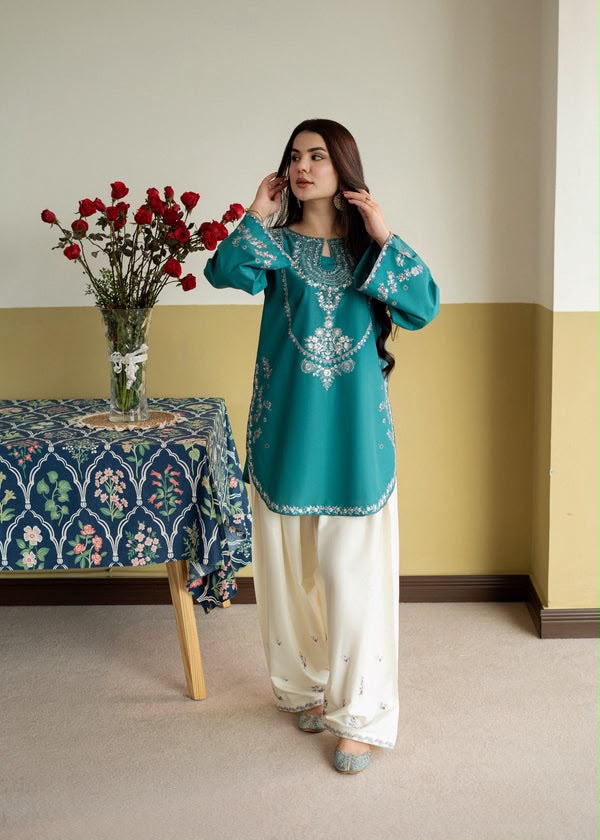 Urge 2-Piece Dhanak Embroidered Winter Wedding Suit – Code 6005
