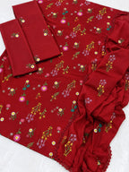 Cross Boti 3PC Dhanak - Red MC-7301-7398