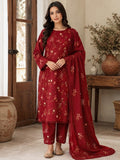Cross Boti 3PC Dhanak - Red MC-7301-7398