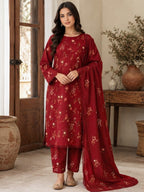 Cross Boti 3PC Dhanak - Red MC-7301-7398