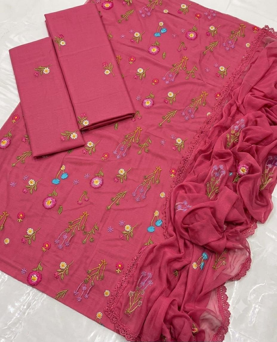 Cross Boti 3PC Dhanak - Pink MC-7301-7398