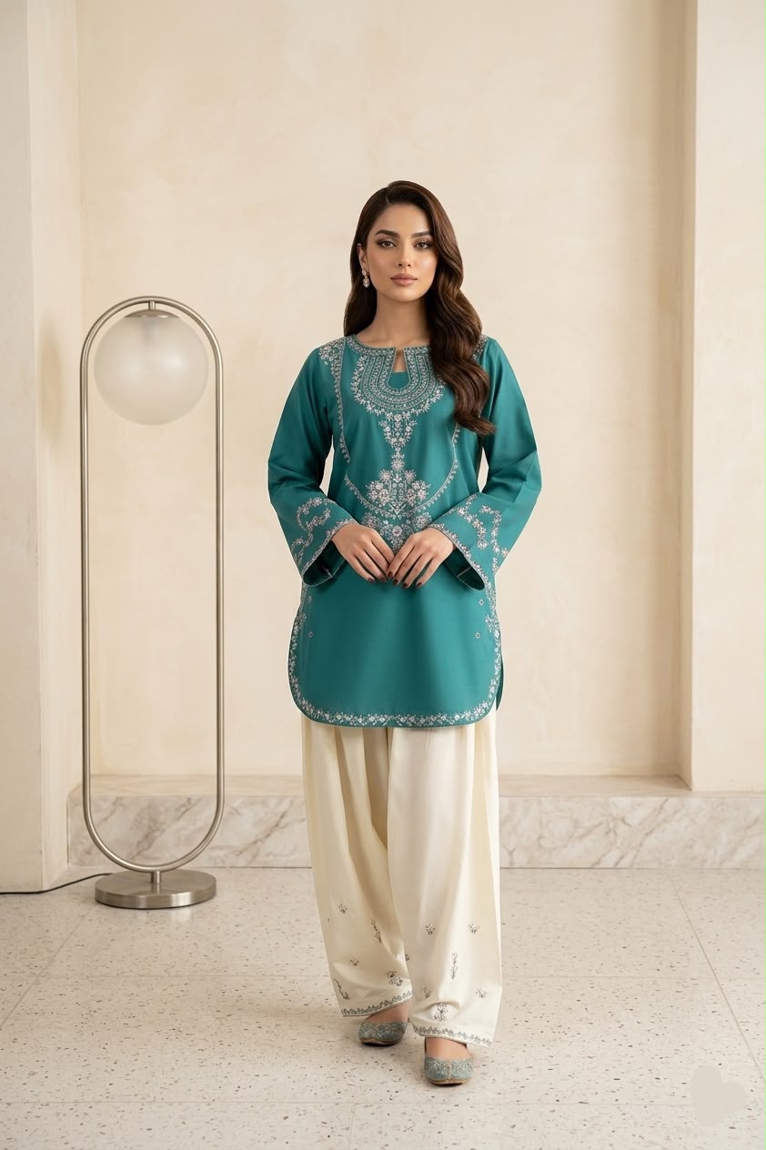 Urge 2-Piece Dhanak Embroidered Winter Wedding Suit – Code 6005