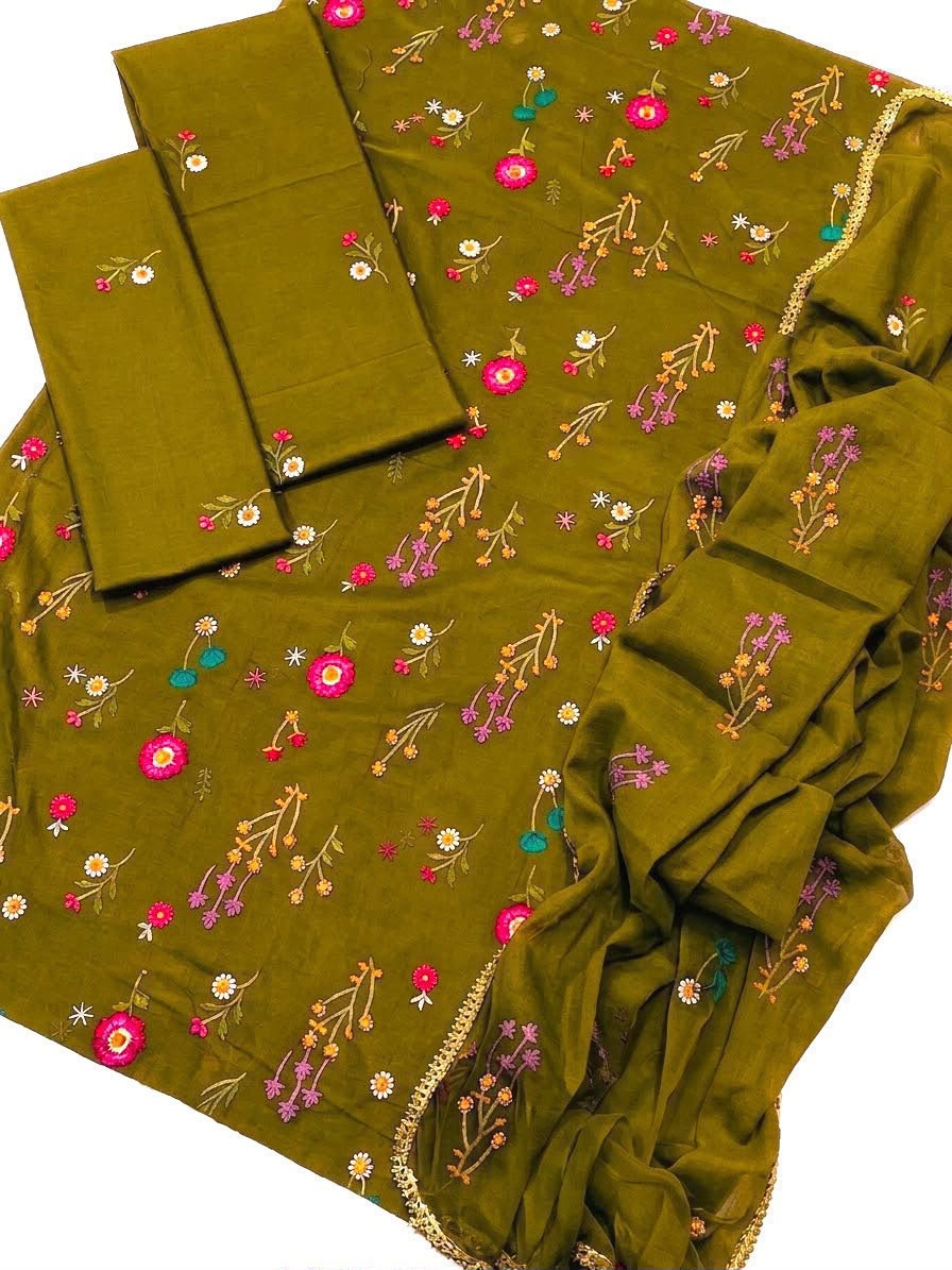 Cross Boti 3PC Dhanak - Mustard MC-7301-7398