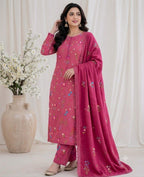 Cross Boti 3PC Dhanak - Pink MC-7301-7398