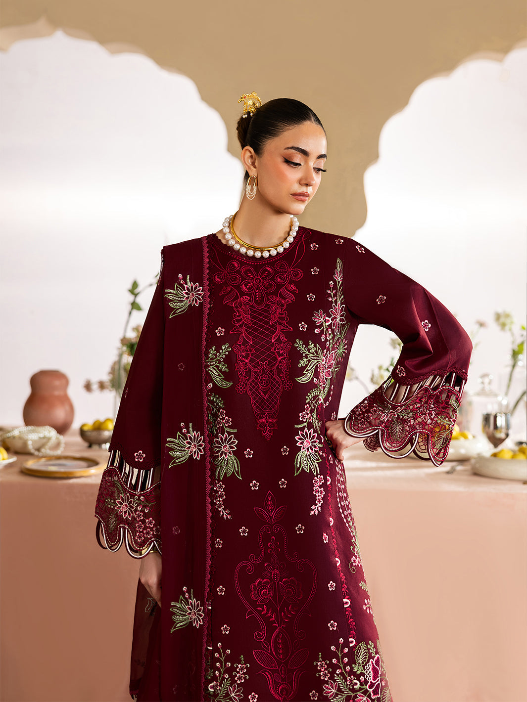 MAHNUR LUXURY DHANAK EMB 3PC -MC7440