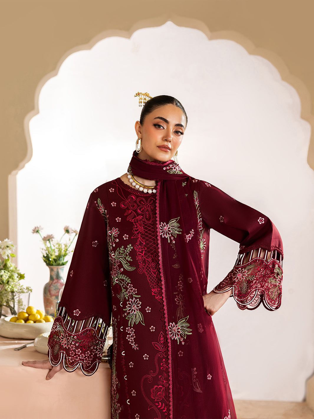MAHNUR LUXURY DHANAK EMB 3PC -MC7440