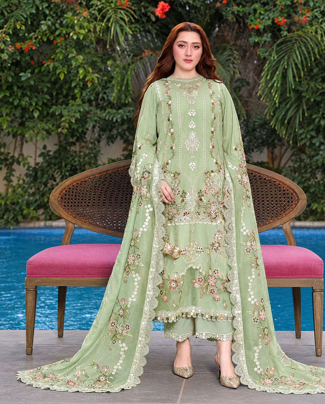 Aneela's Luxury Dhanak Emb 3PC -MC7507